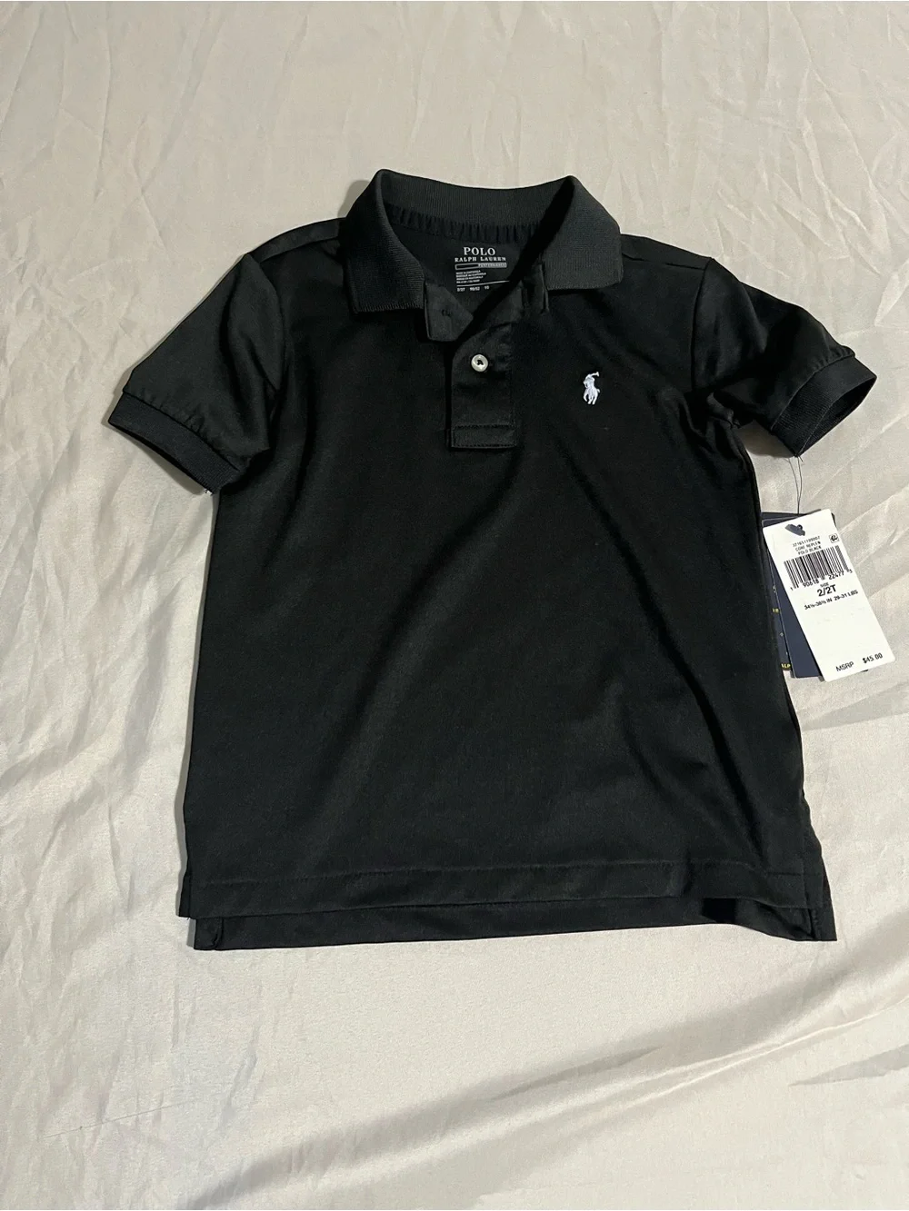 Polo Ralph Lauren Kids Black Performance Polo with White Pony Boys Size 2/2T NWT